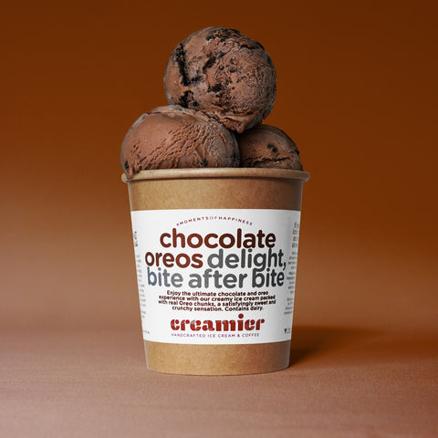 Singapore Creamier Handcrafted Ice Cream chocolate oreo scoops on pint