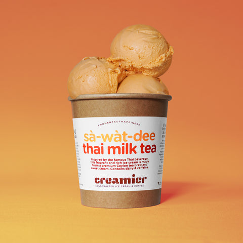Singapore Creamier Handcrafted Ice Cream thai milk tea scoops on pint