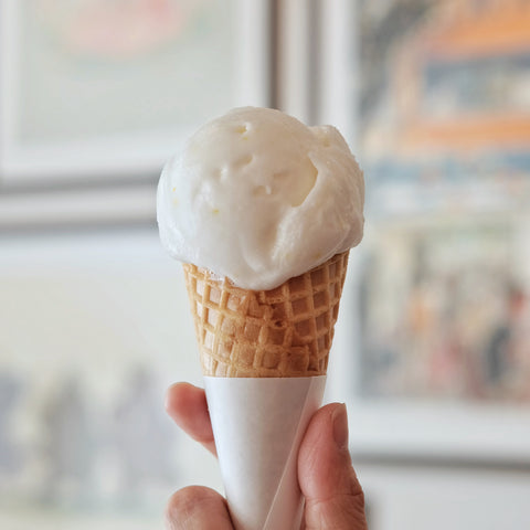 Singapore Creamier Handcrafted Ice Cream Honey Lemon Yuzu Sorbet On Cone Front Facing