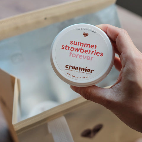 Singapore Creamier Handcrafted Ice Cream Summer Strawberries Inside Single Scope of Happiness