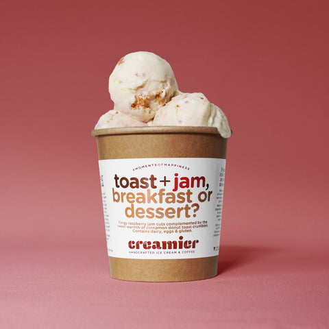 Singapore Creamier Handcrafted Ice Cream toast & jam scoops on pint