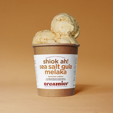 Singapore Creamier Handcrafted Ice Cream sea salt gula melaka scoops on pint