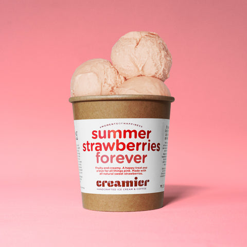 Singapore Creamier Handcrafted Ice Cream summer strawberries scoops on pint