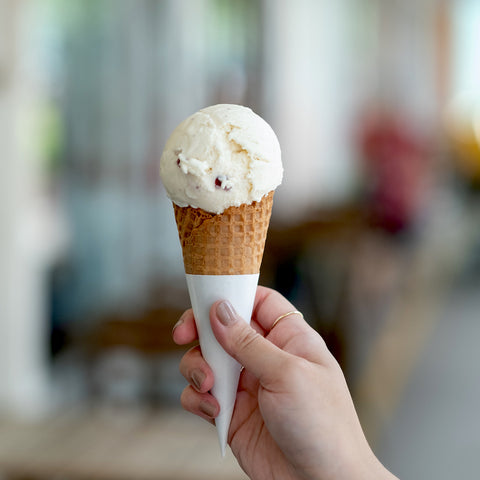 Singapore Creamier Handcrafted Ice Cream Rum Raisin On Cone Front Facing